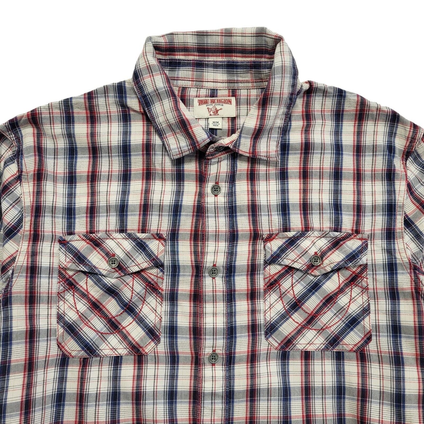 True Religion Vintage Y2K Red & Blue Check Long Sleeve Shirt Men's UK M