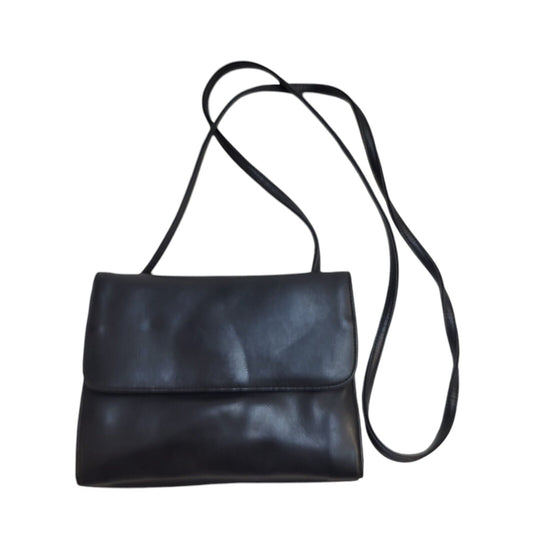 St Michael Black Faux Leather Clasp Shoulder Bag Uk Women's Size 5.5" x 7.5"