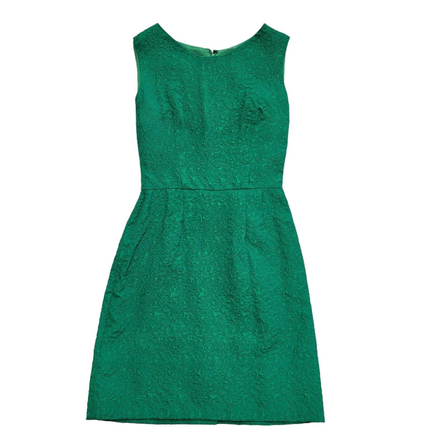 Vintage 70s Green Sleeveless Daywear Dress Uk Women's Size 10