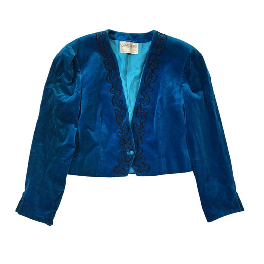 Jaeger 80s Vintage Blue One Button Wool Jacket  Women's Size 12