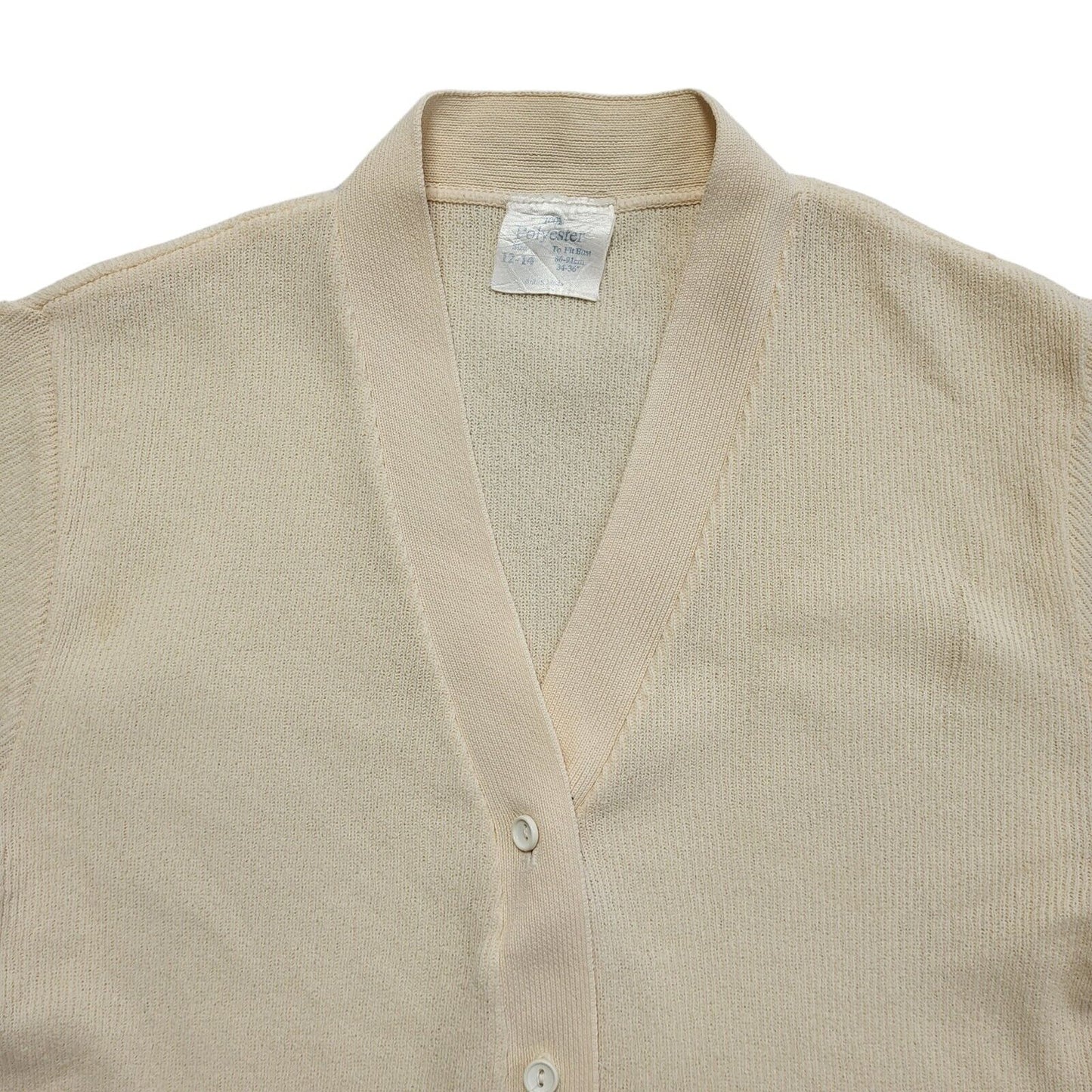 Vintage 90's Cream Button Front Short Sleeve Cardigan Womens UK 12-14