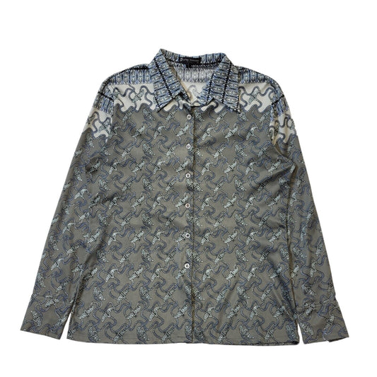 Jeffery Ohrenstein Vintage 70s Grey Patterned Blouse Women's Size 18