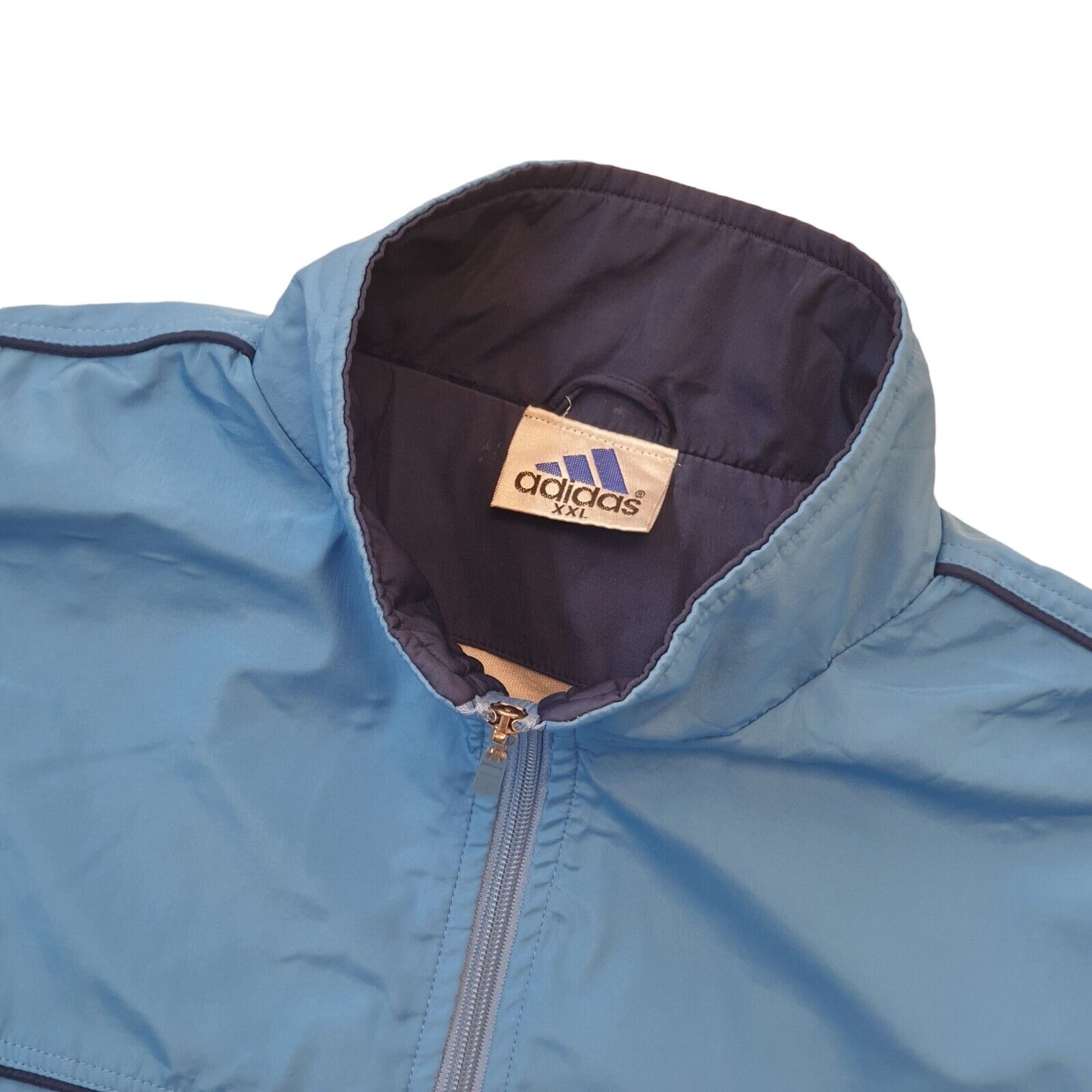 Adidas 90s Vintage Blue High Neck Zip Up Track Jacket Men's Size XXL