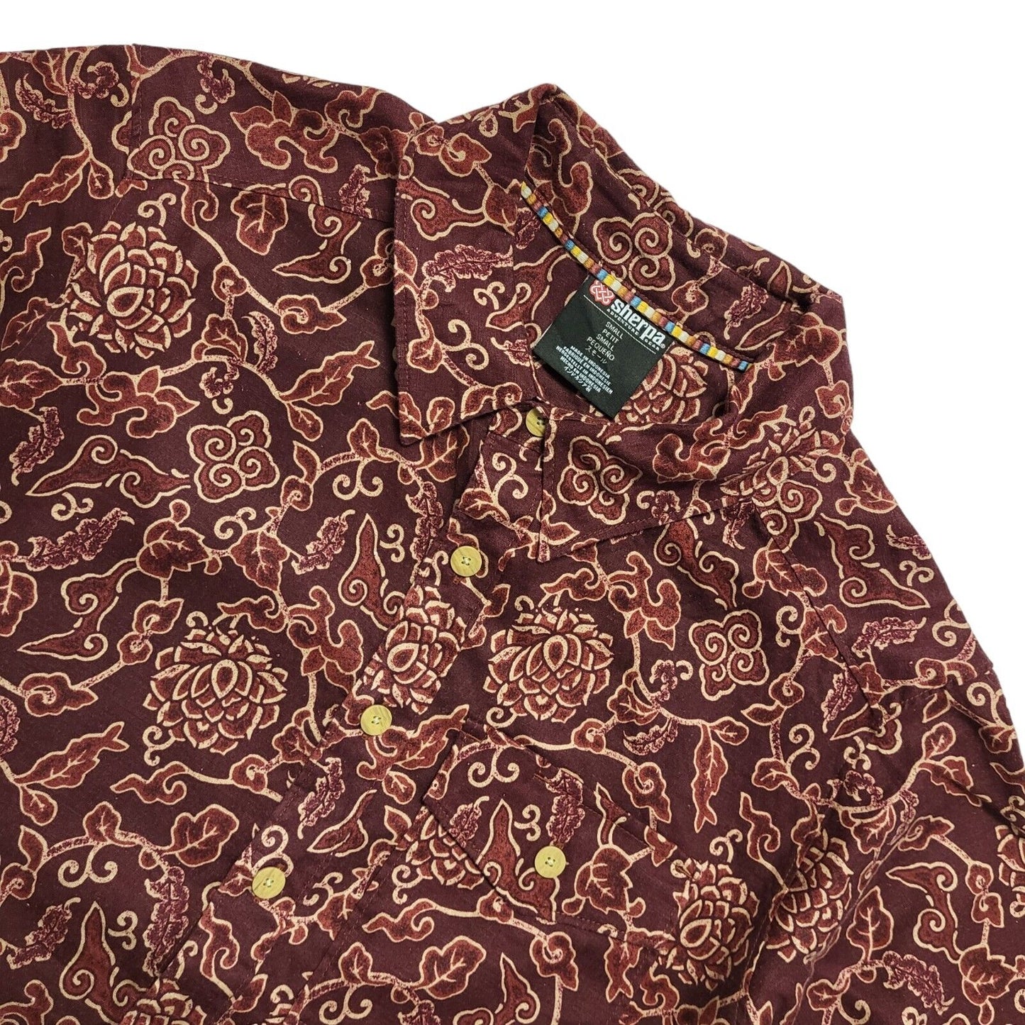 Sherpa 80's Red Floral Regular Fit Short Sleeve Shirt Mens UK Size S