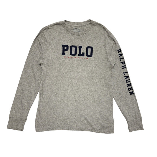 Polo Ralph Lauren Y2K Vintage Grey Long Sleeve T-Shirt Mens Size Large 14-16