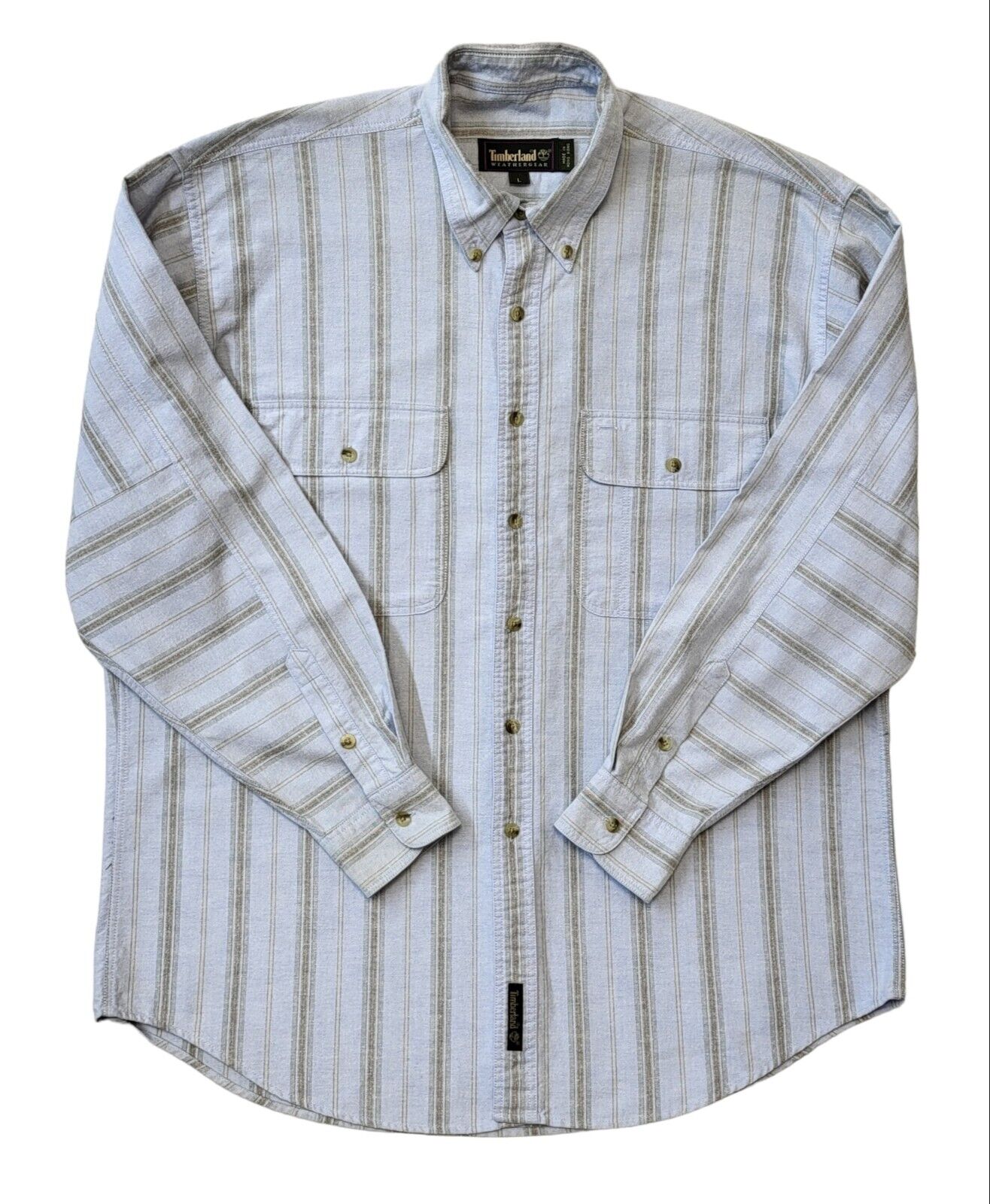 Timberland Y2K Blue Striped Shirt Men's Size Large Eu 54