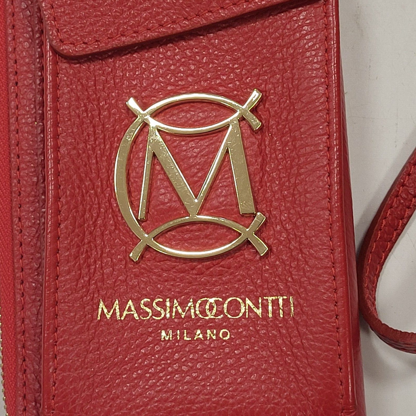 Massimo Conti Red Leather Small Shoulder Bag Uk Women's Size  4" x 8"