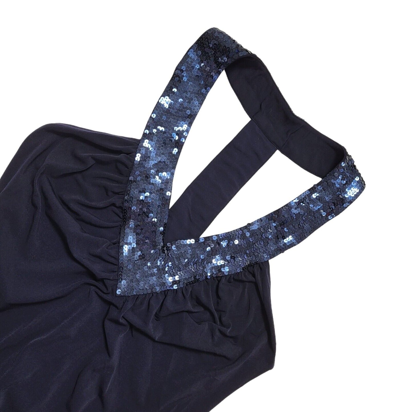 Next Y2K Blue Sequin Drawstring Racer Back Dress BNWT Womens UK 10