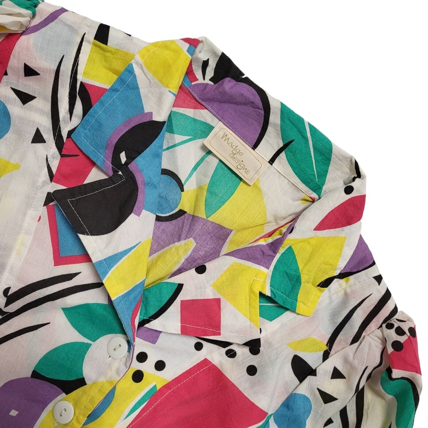 70s Vintage Madge Designs Abstract Long Sleeve Fit & Flare Dress Women's 8
