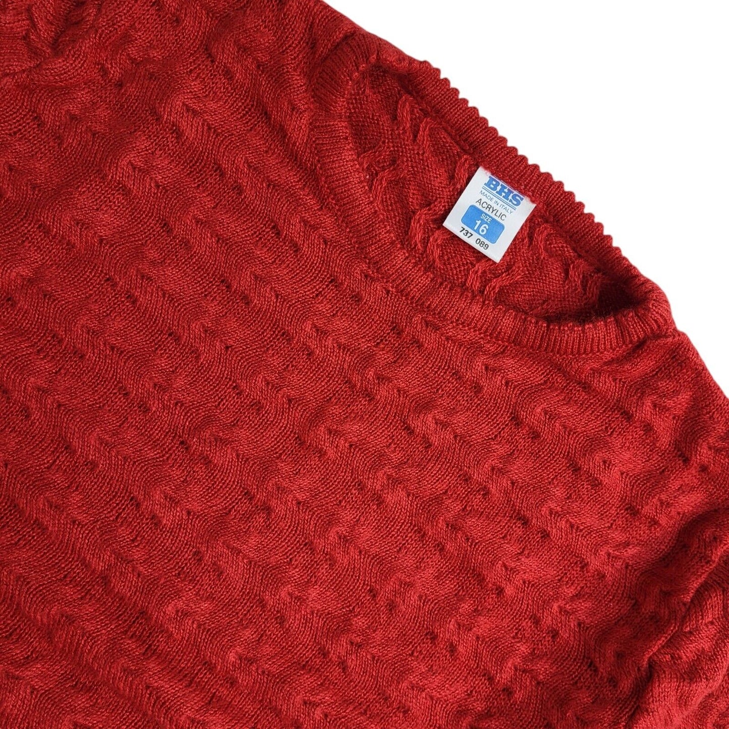 BHS Red Round Neck Vintage 90's Jumper UK Women's Size 16