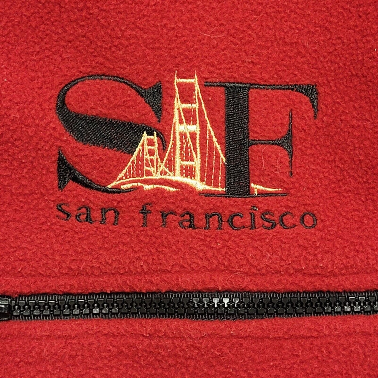 San Francisco Vintage 80's Red 1/4 Zip Fleece Sweatshirt Womens UK M