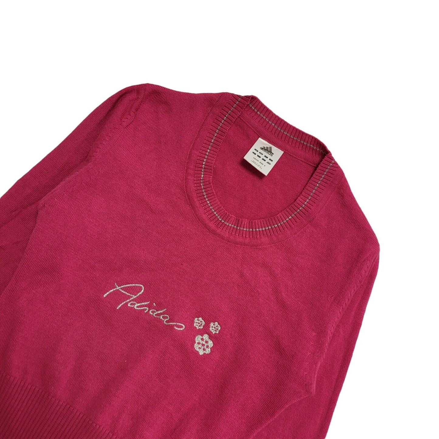 Adidas Pink Y2K Round Neck Jumper Womens Size XS