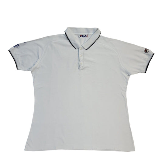 Fila 90s Vintage White Sport Market Lodi Sports Short Sleeve Polo Shirt Men's m