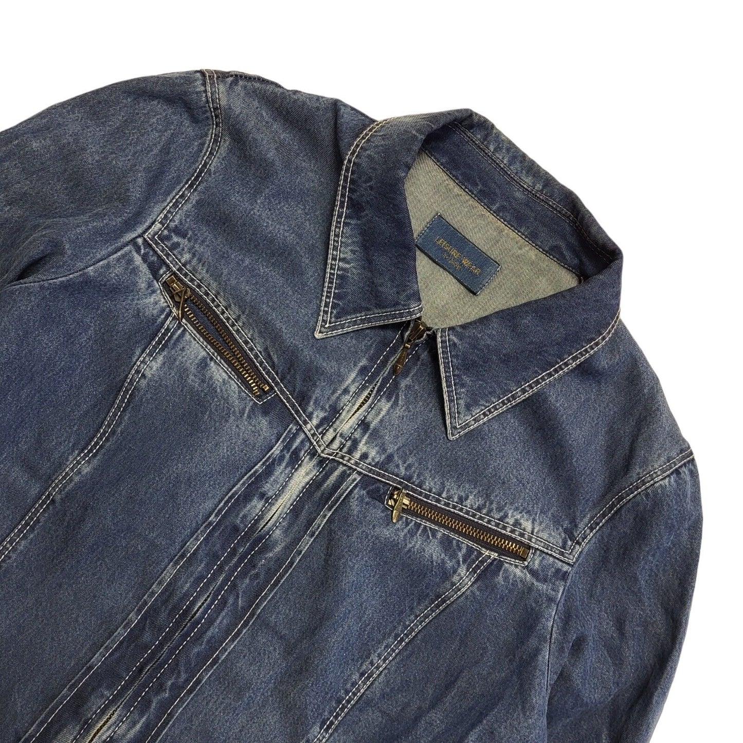 Leisure Wear Vintage 90's Blue Full Zip Denim Jacket Womens UK Size 14
