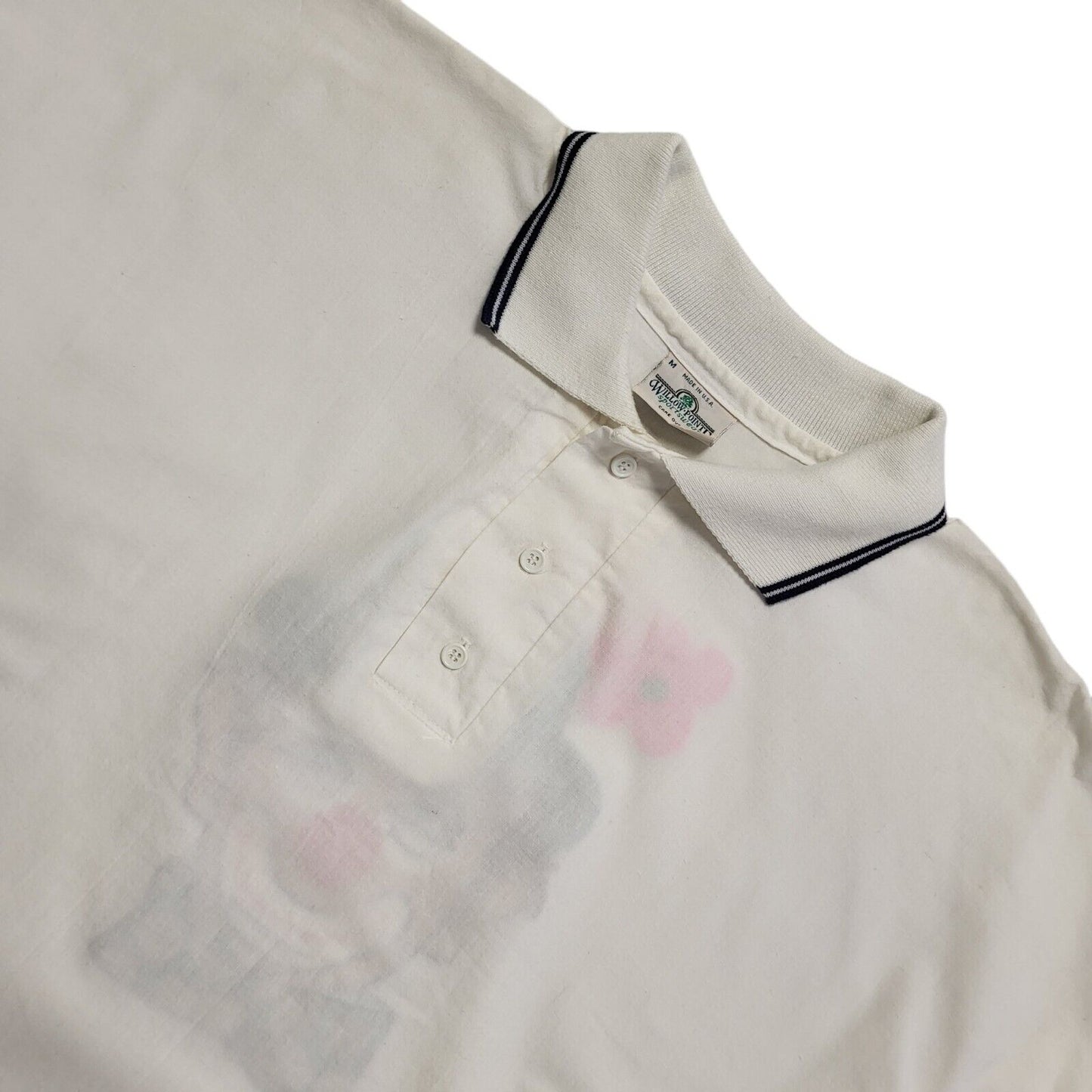 Willow Pointe Vintage 90's White 1/4 Button Clown Sweatshirt Mens UK Size M