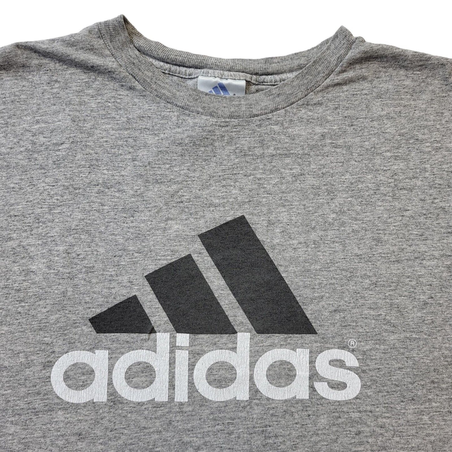 Adidas Grey 90s Vintage Crew Neck T-Shirt Men's Size Large