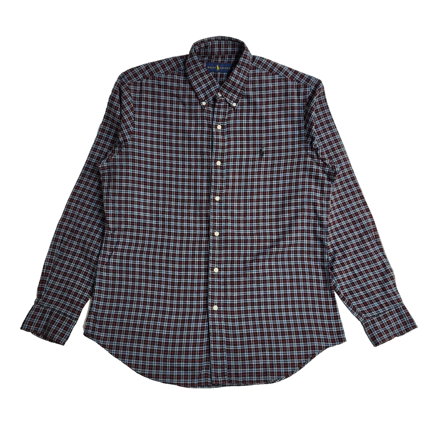 Ralph Lauren Red & Black Checked Vintage 90's Long Sleeve Shirt UK Men's Size M