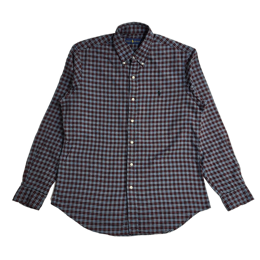 Ralph Lauren Red & Black Checked Vintage 90's Long Sleeve Shirt UK Men's Size M