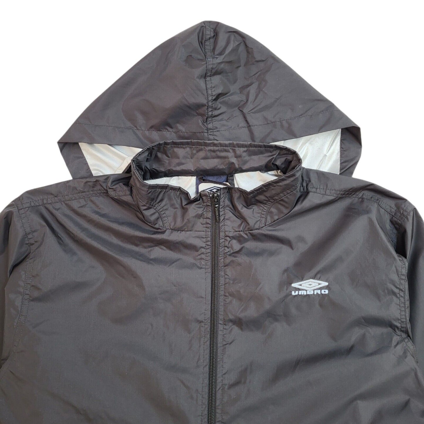 Umbro Y2K Black Zipped Hooded Windbreaker Jacket Uk Boy's Size XL