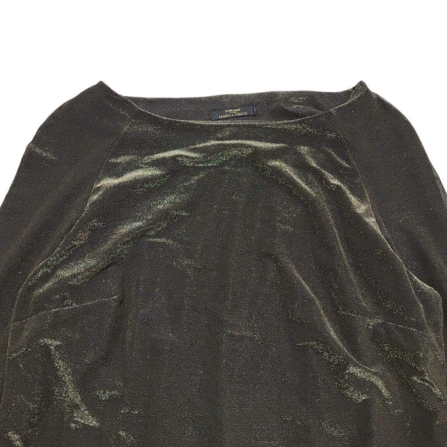 Marks And Spencer Vintage 80's Gold Long Sleeve Shift Long Dress Womens UK 14