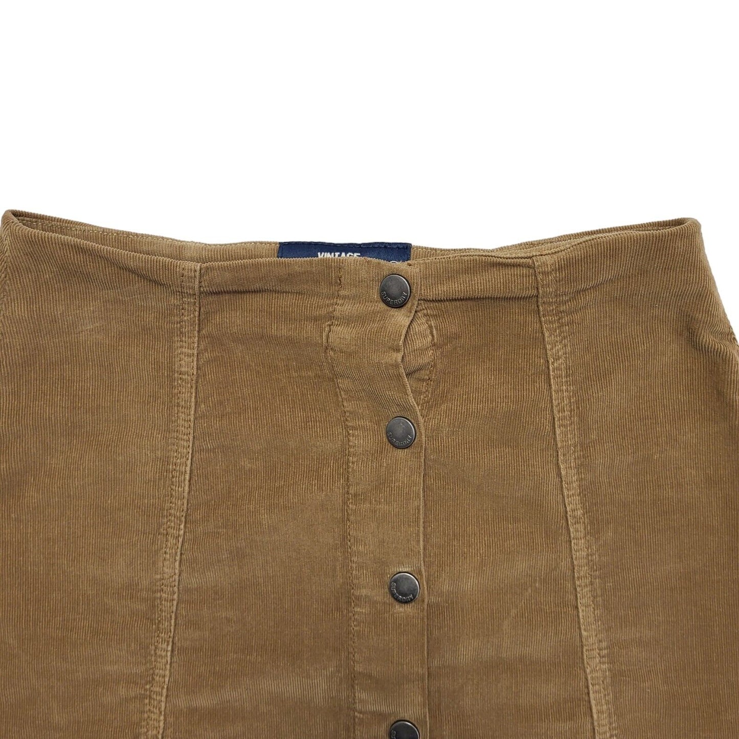 Superdry Modern Brown Corduroy Button Front Skirt Womens UK Size S W26