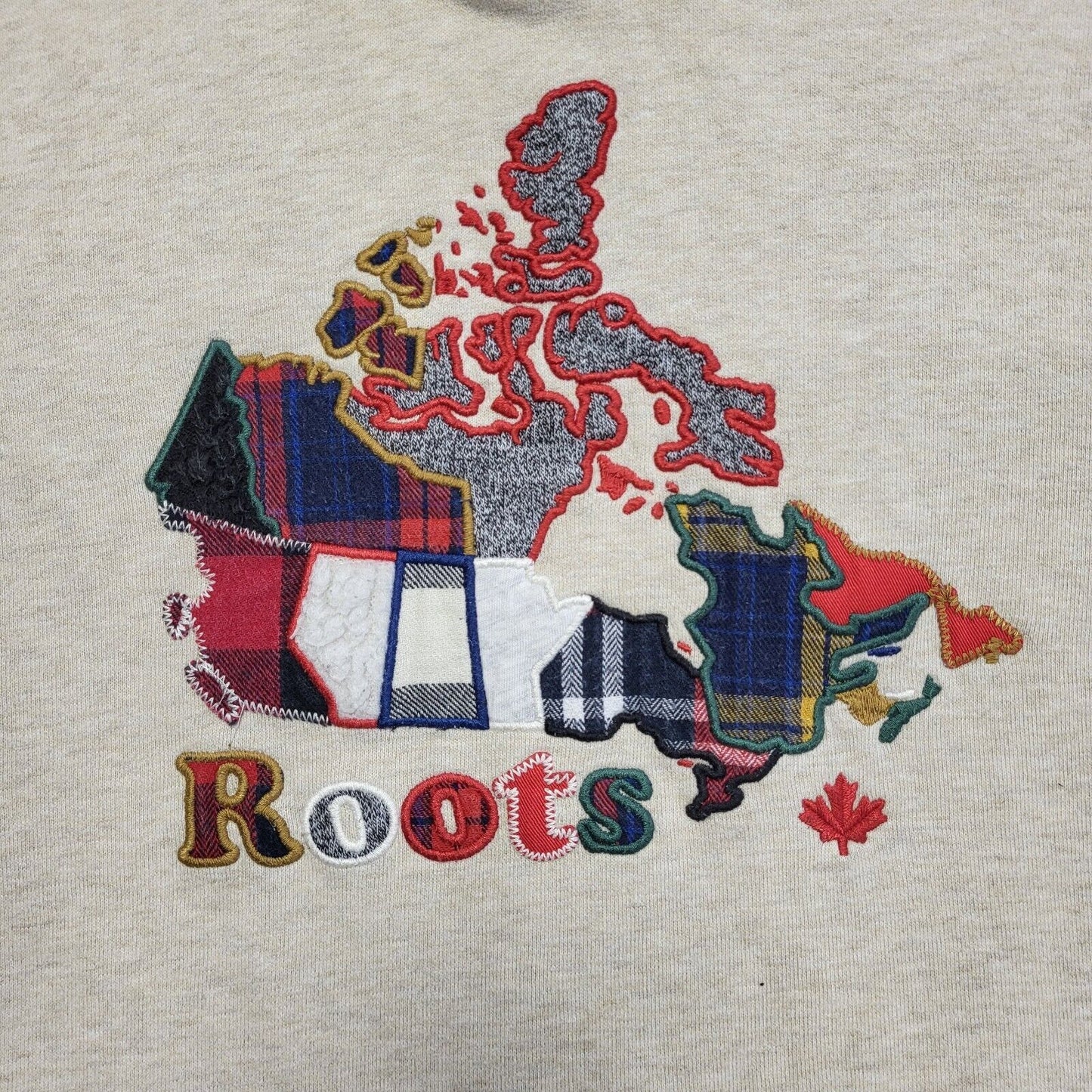 Roots Vintage Y2k Beige Pullover Sweatshirt Hoodie Uk Men's Size L