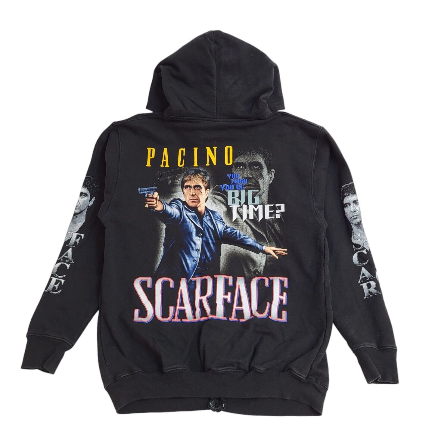 Rock@Tees Black Scarface Pacino Full Zip Black Hoodie Men's UK Size XL