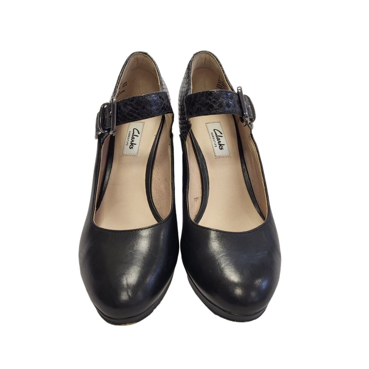 Clarks Black Vintage Buckle Heels Shoes Uk Women's Size 6