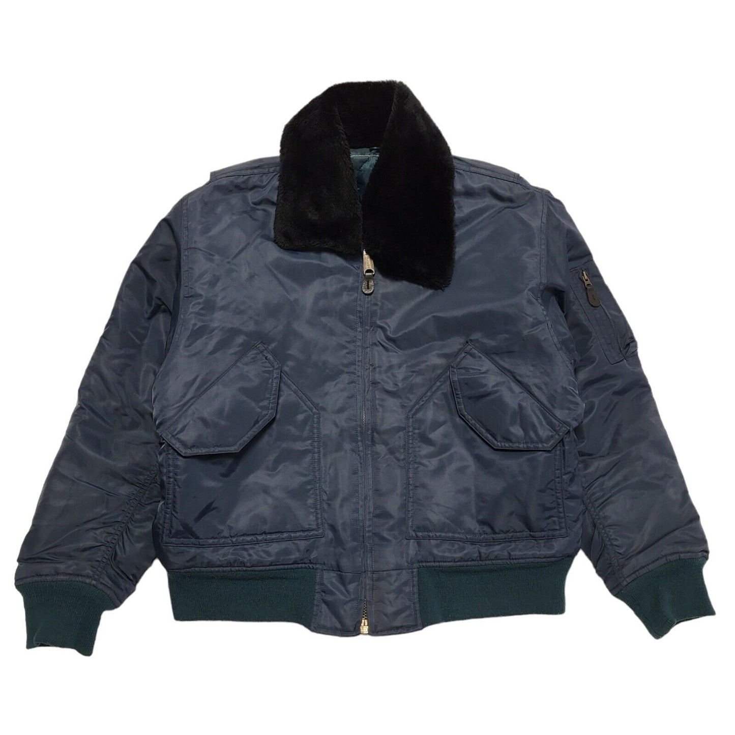 80s Vintage Navy Blue Zipped Jacket Uk Men's Size XL