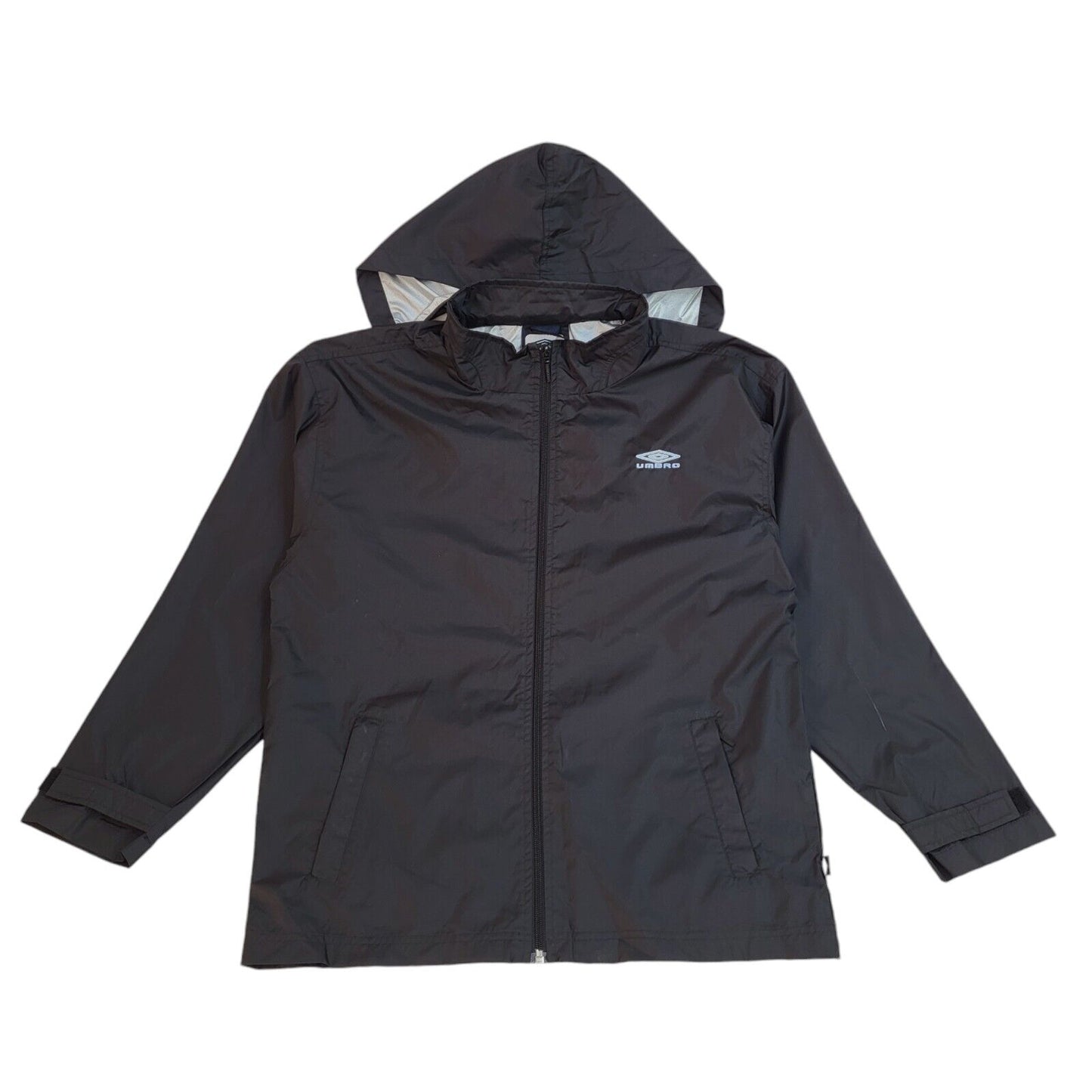 Umbro Y2K Black Zipped Hooded Windbreaker Jacket Uk Boy's Size XL