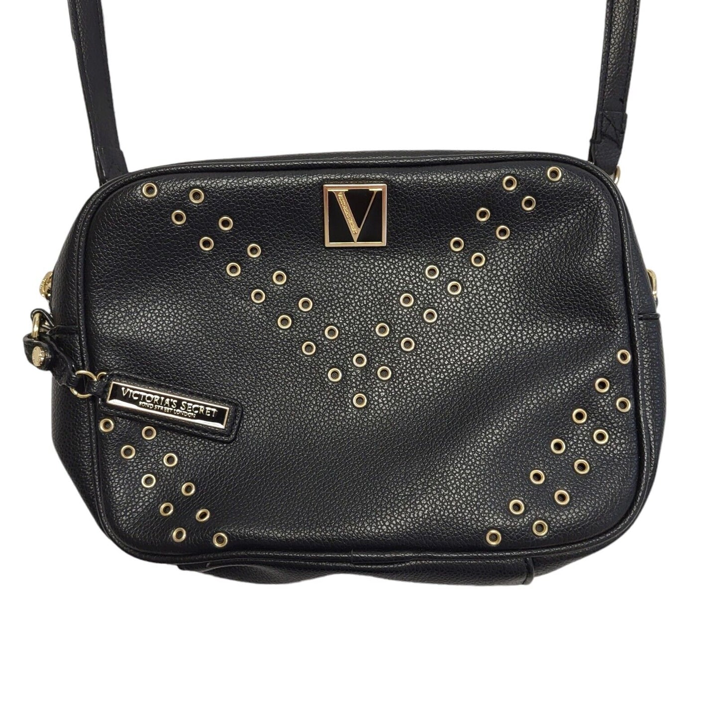 Victoria's Secret Black Leather Shoulder Hand Bag Uk Women's Size 8.5" x 6"