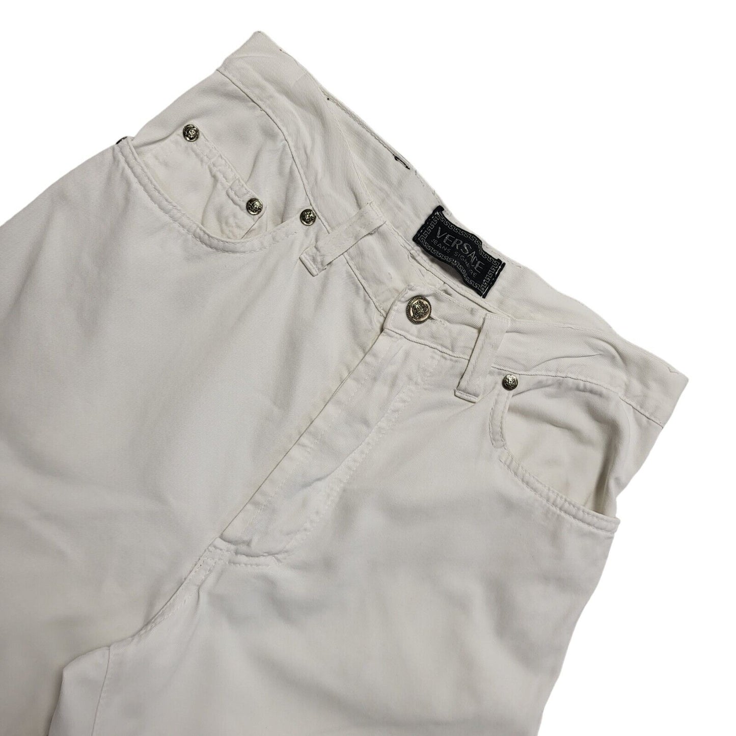 Versace Vintage 90's White Straight Leg Jeans Uk Women's Size 10 W28 L31