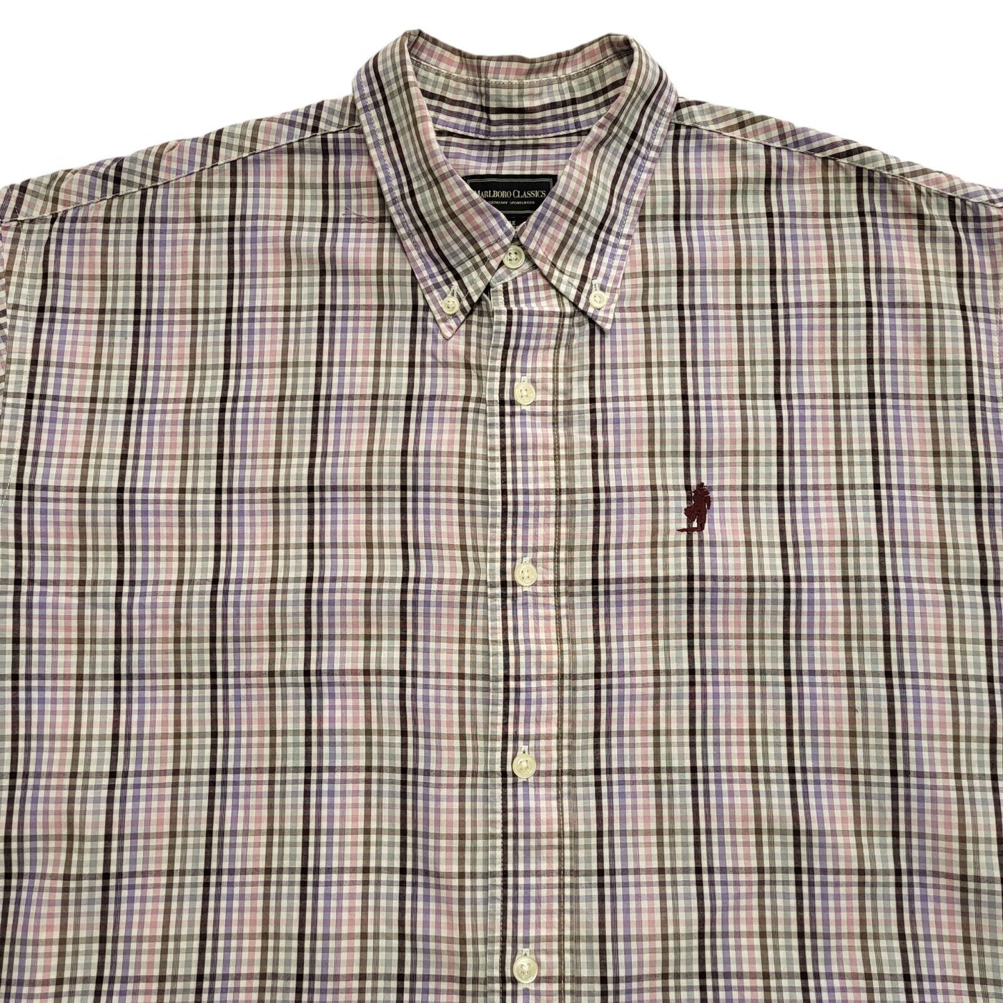 Marlboro Classics 90's Pink & Purple Check Long Sleeve Shirt Uk Men's UK L