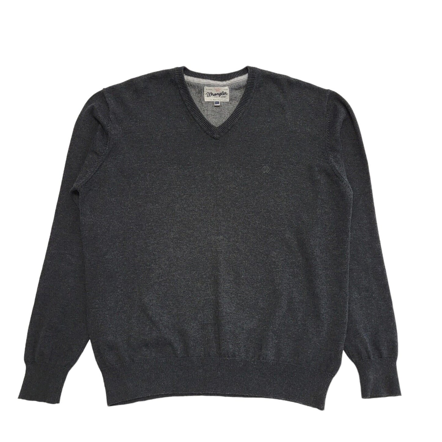 Wrangler Vintage 90's Grey Wool Blend V-Neck Jumper Men's Size Large
