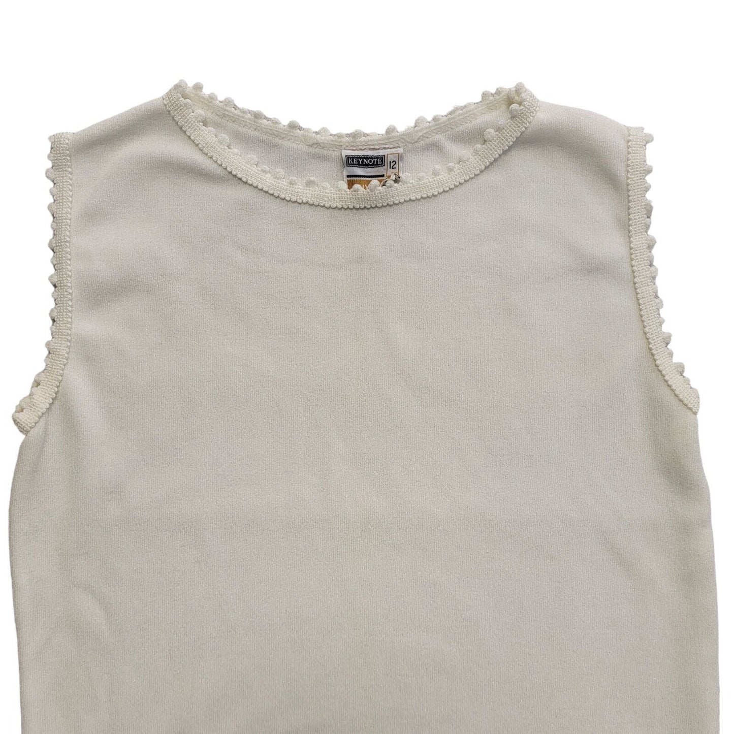 Keynote Vintage 70s White Sleeveless Top Uk Women's Size 12