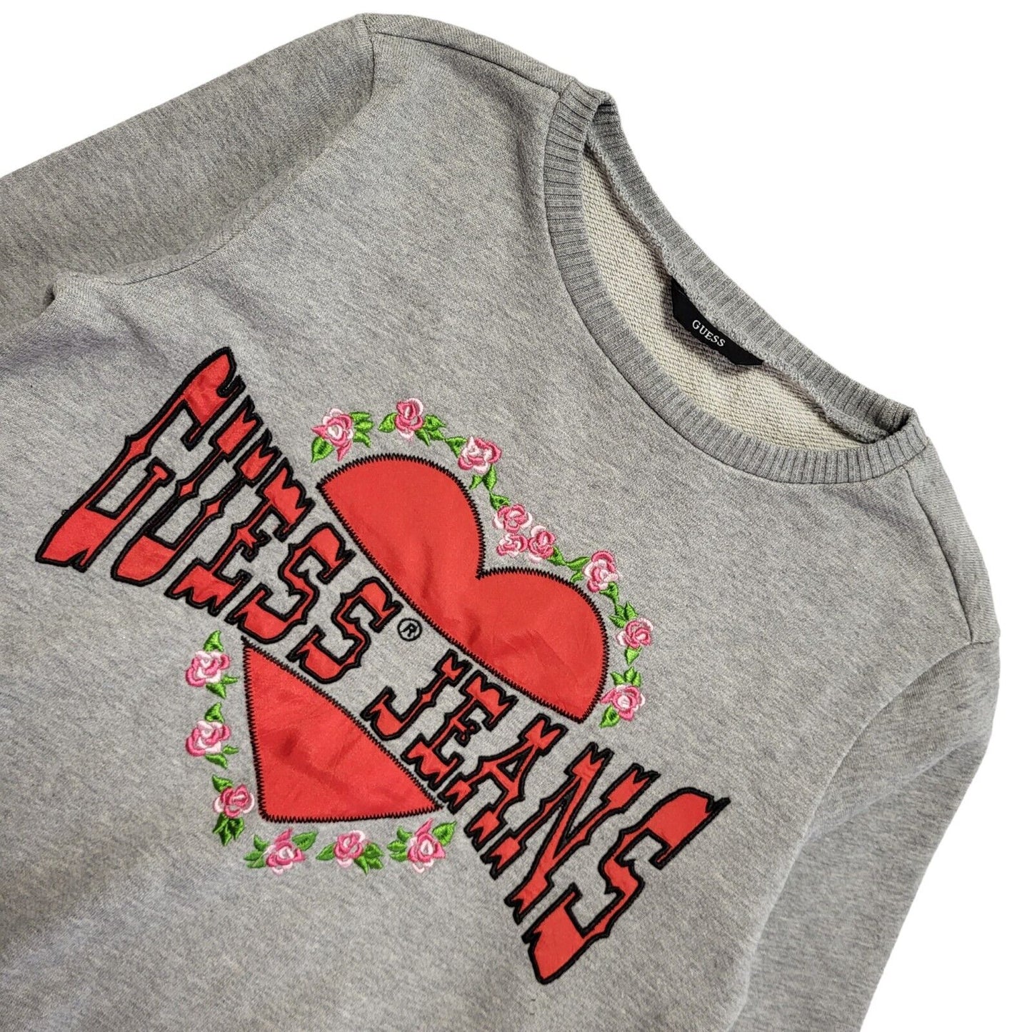 GUESS Vintage Y2K Grey Crew Neck Sweatshirt Girls Age 14 years