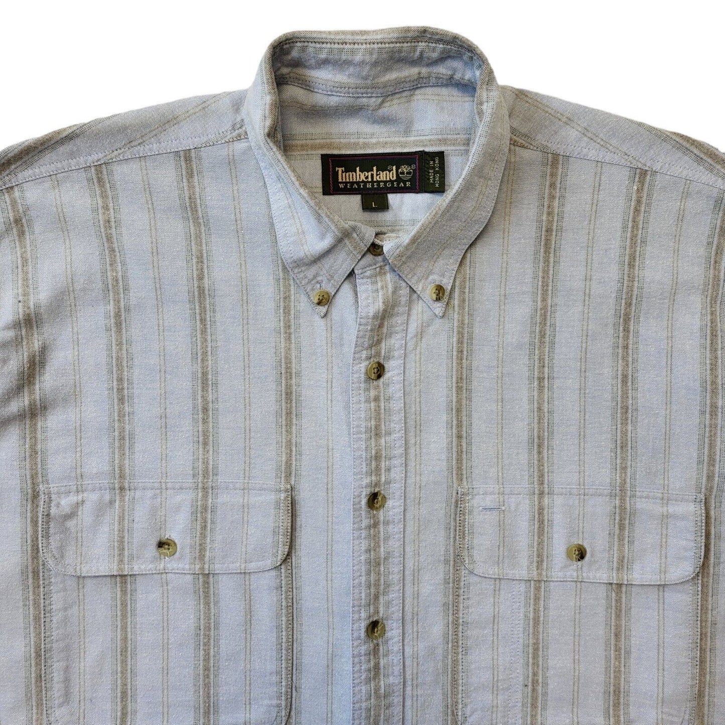 Timberland Y2K Blue Striped Shirt Men's Size Large Eu 54