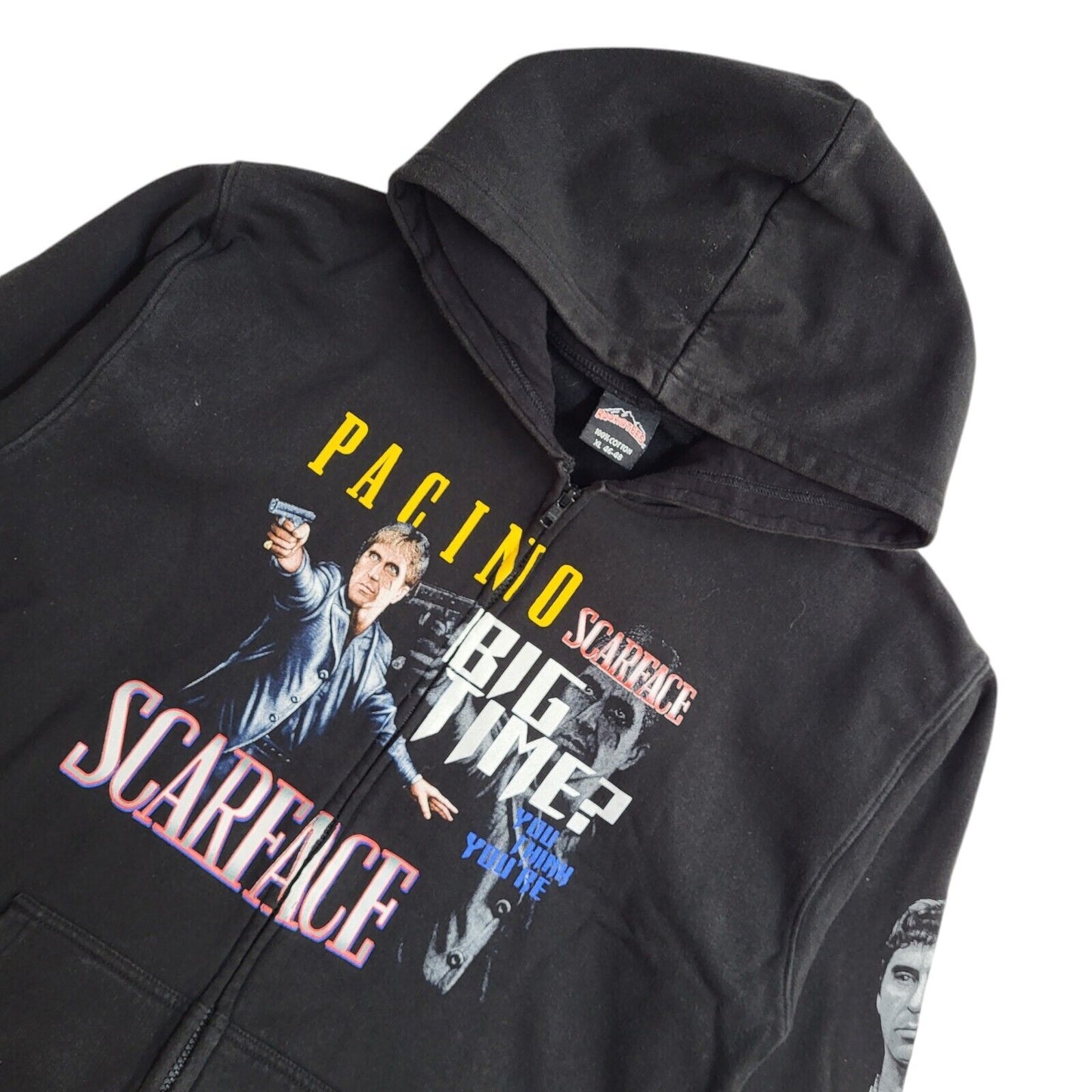 Rock@Tees Black Scarface Pacino Full Zip Black Hoodie Men's UK Size XL