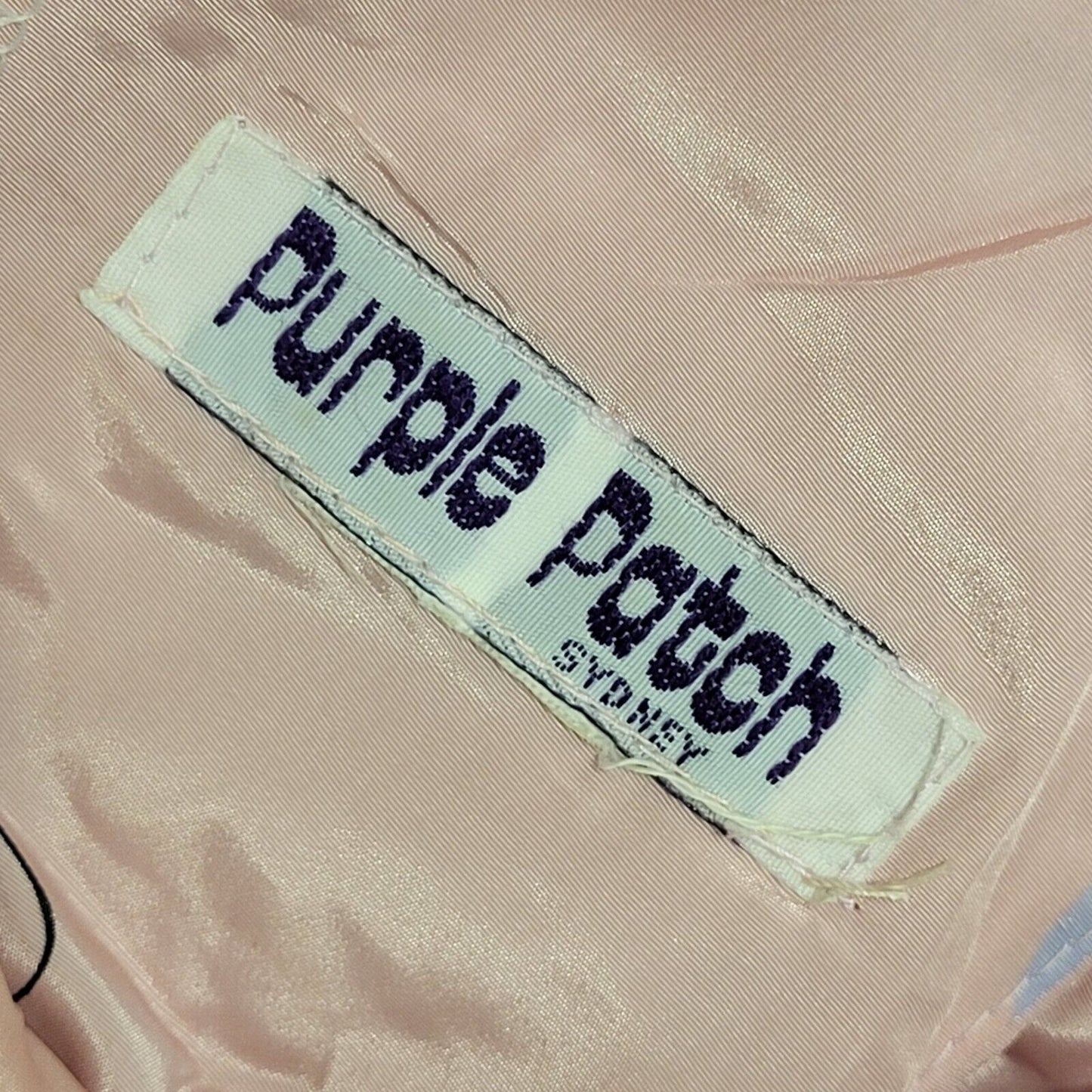 80s Purple Patch Vintage Pink Lilac Leaf A-Line Daywear Summer Dress Women's 12
