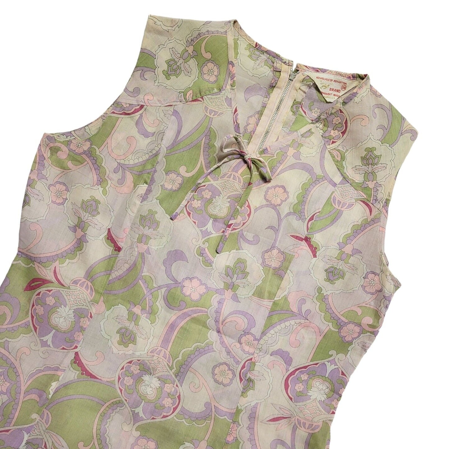 H Band Vintage 60s Pink & Purple Sleeveless Daywear Dress Women's Size 10