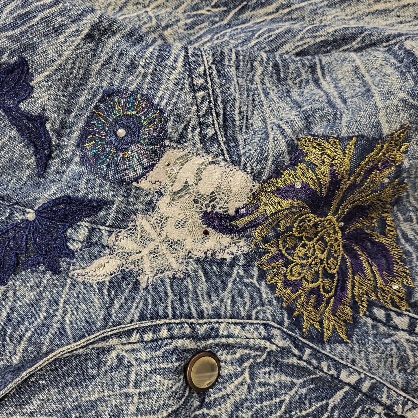 Marciano Bleach Blue 80s Vintage Button Denim Jacket Uk Women's Size 12