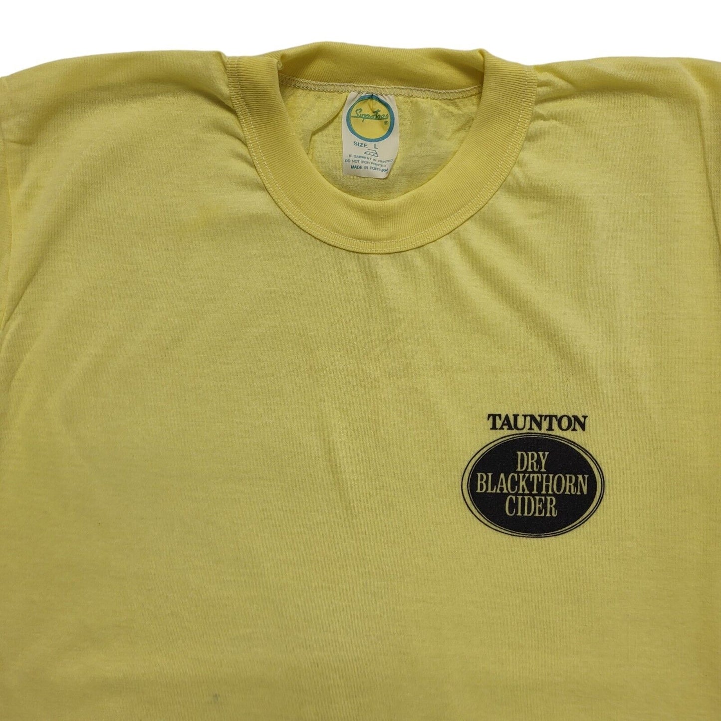 Supertees Vintage 80's Yellow Taunton Single Stitch T-Shirt Mens UK Size L