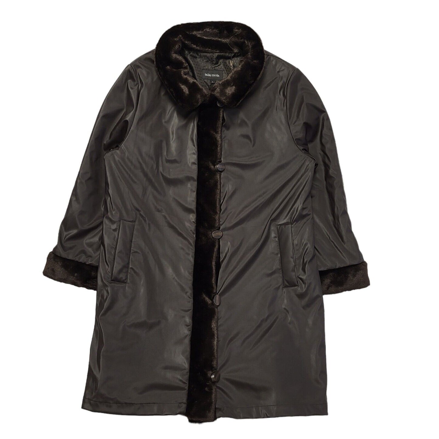 Talla Y Moda Brown Button Coat Uk Women's Size Large