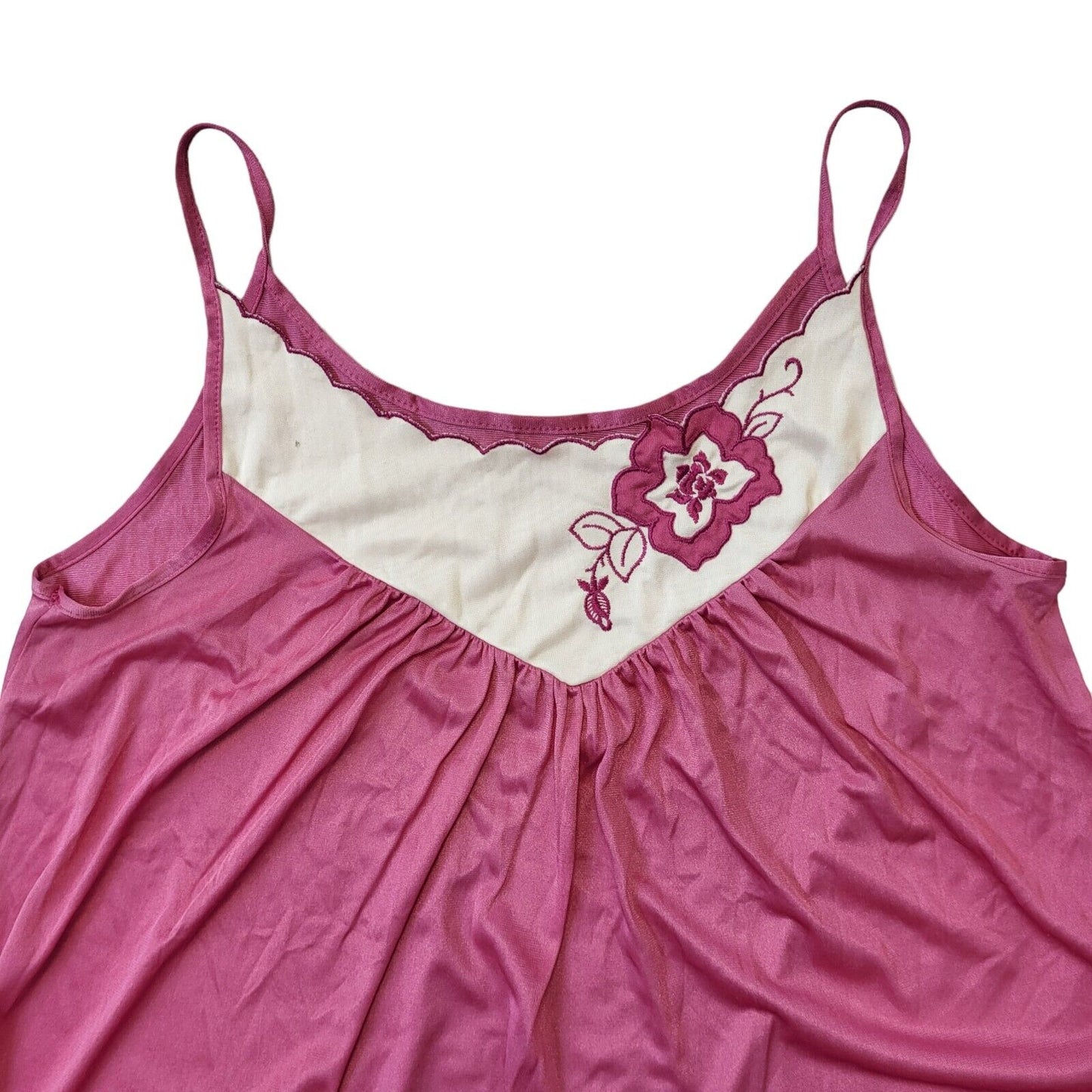 St Michael M&S 80's Vintage Pink & White Night Dress Womens UK XS EU 6