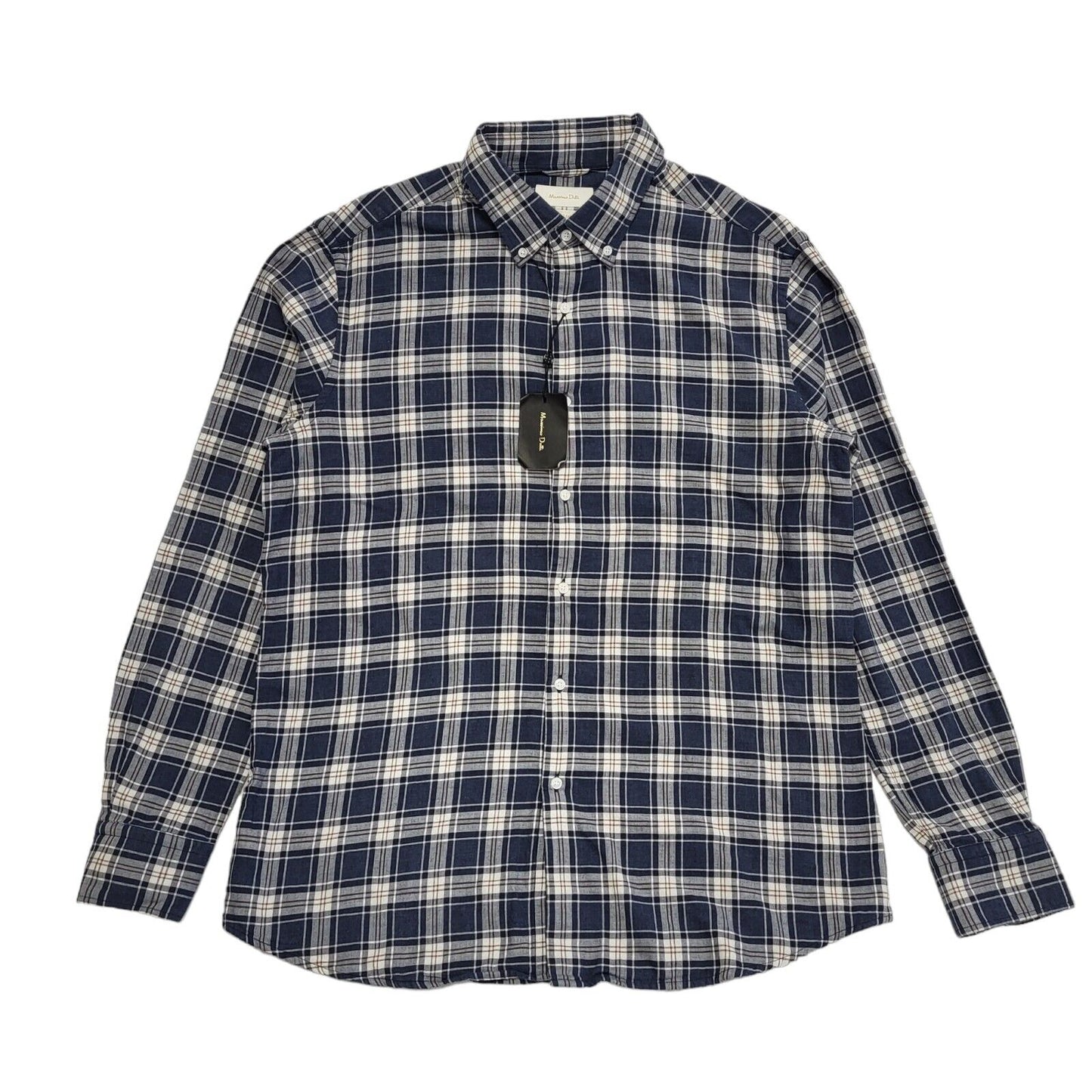 Massimo Dutti 90's Vintage BNWT Blue & White Check Long Sleeve Shirt Mens UK XL