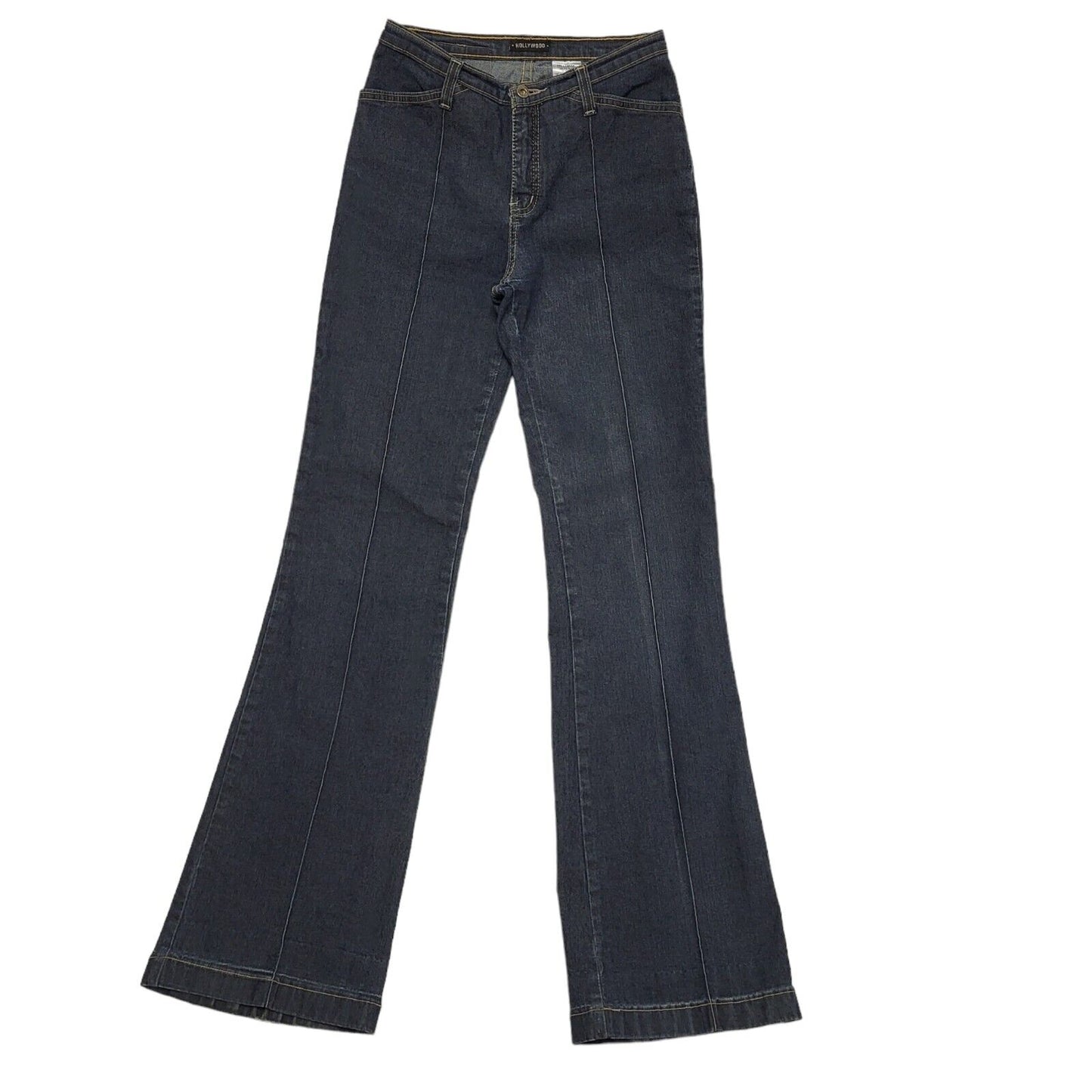 Hollywood Y2k Vintage Dark Blue Bootcut Denim Jeans Uk Women's XS W25 L32