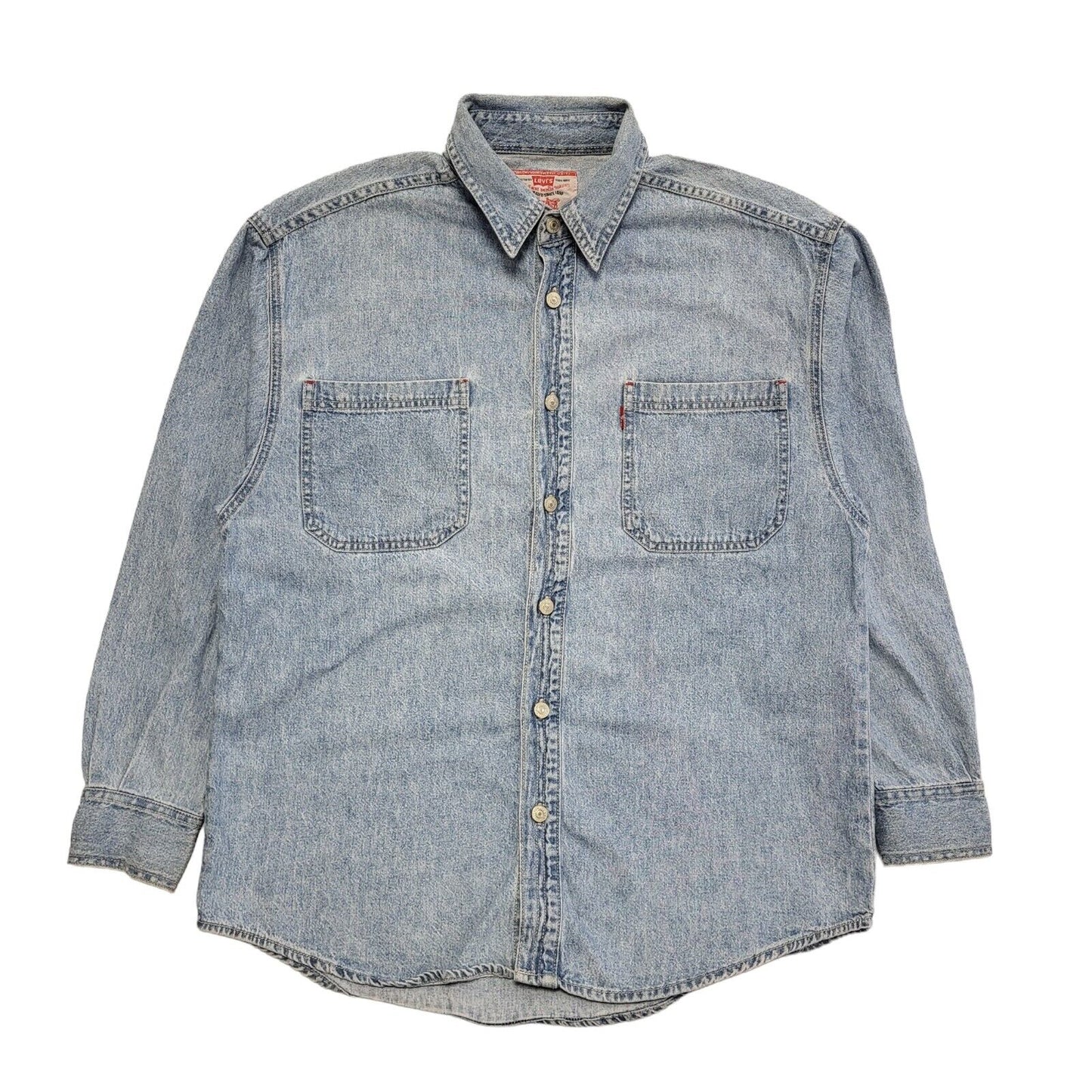 Levi's Vintage 90s Light Blue Long Sleeve Denim Shirt Uk Men's Size L