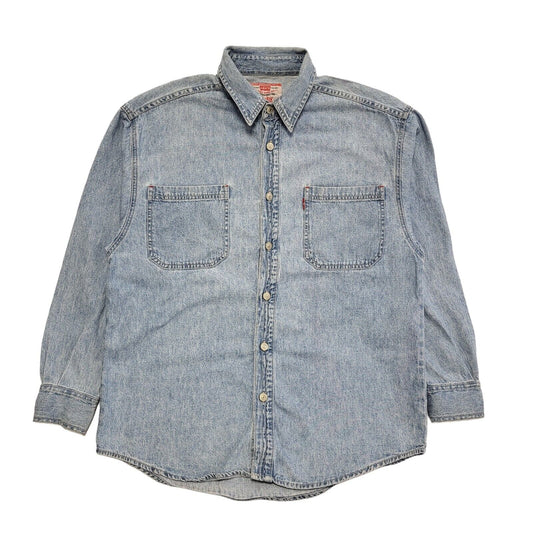 Levi's Vintage 90s Light Blue Long Sleeve Denim Shirt Uk Men's Size L