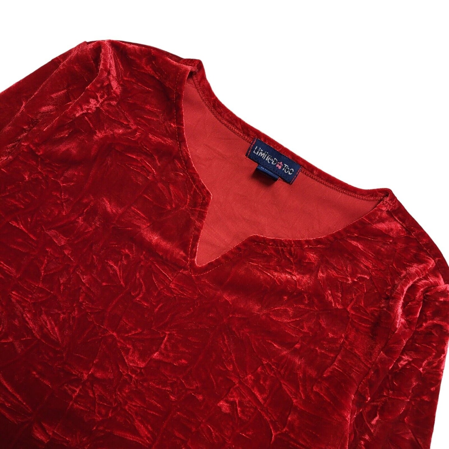 Limited Too Y2K Red Velvet Beaded Party Top Uk Girl's Size L