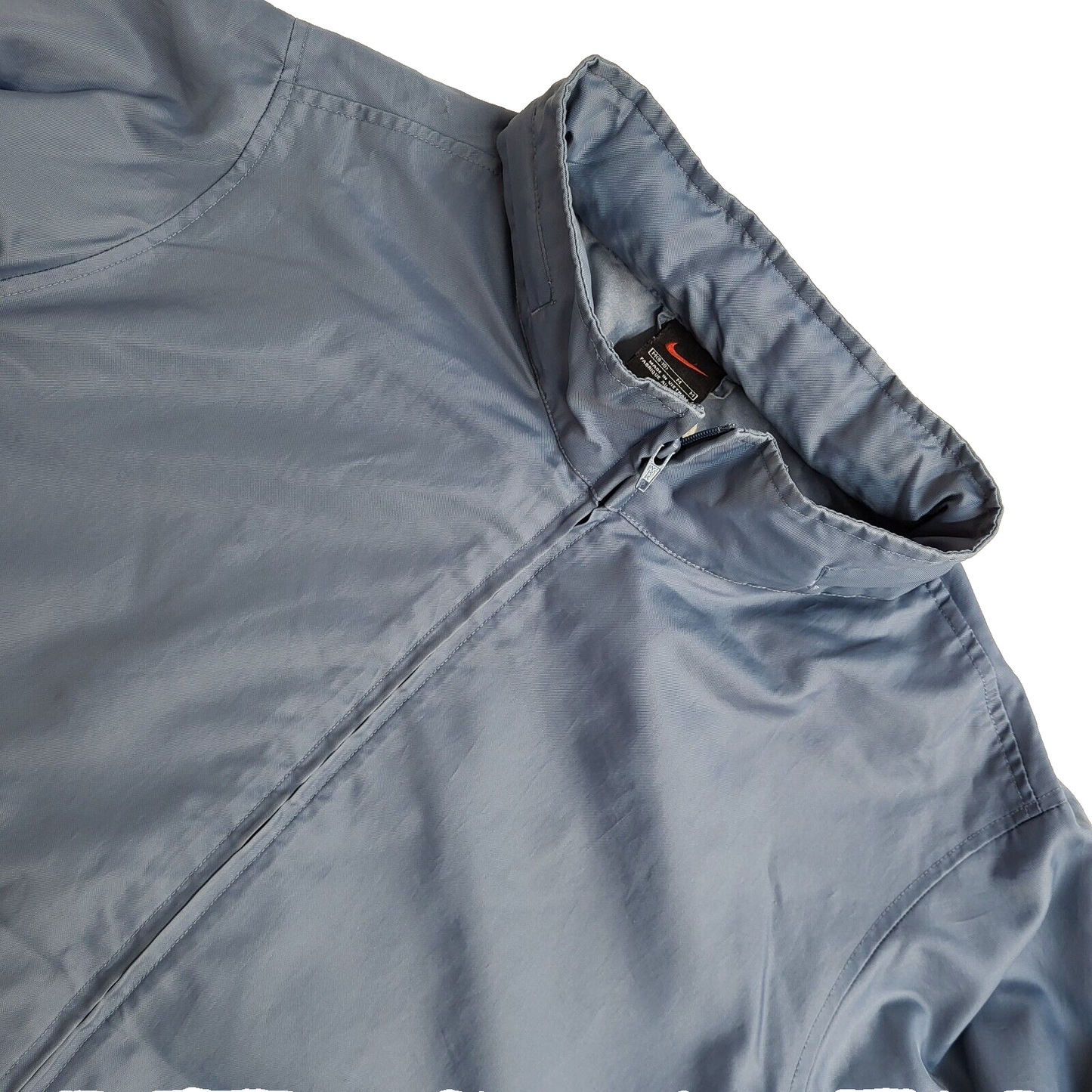 Nike Y2k Blue High Neck Sports Hooded Jacket UK Women's Size Medium
